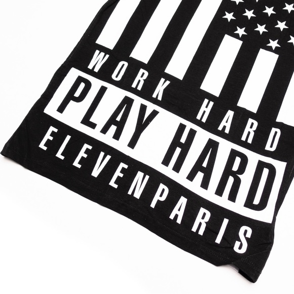 Eleven Paris black & white work hard short sleeve t-shirt tee top size medium M - Picture 3 of 10
